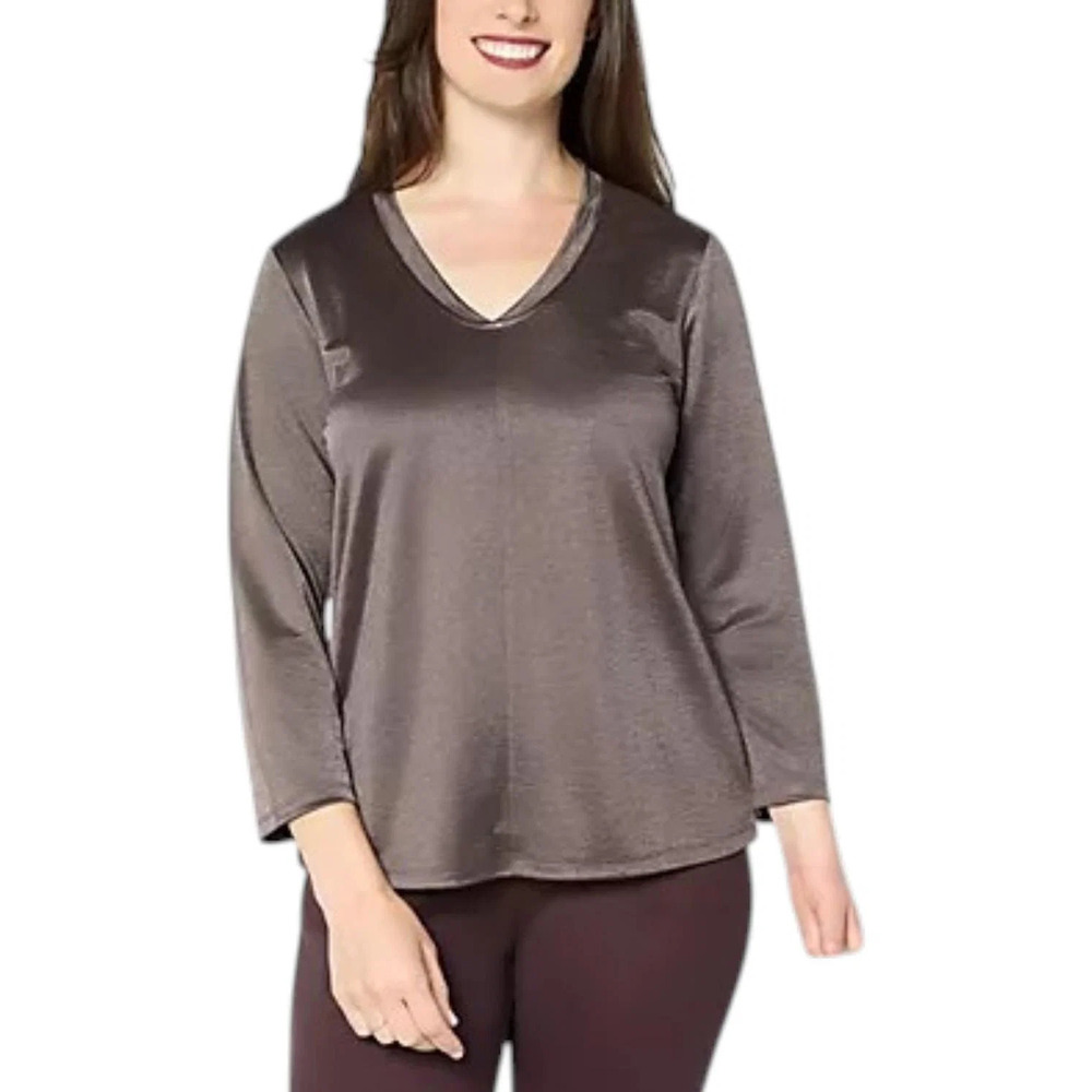 BEAUTIFUL by Lawrence Zarian Women's Elbow Sleeve Top Gunmetal - Regular